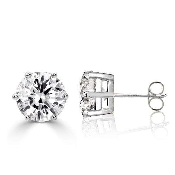 Best Round Cut Six Prong Stud Earrings | Italo Jewelry