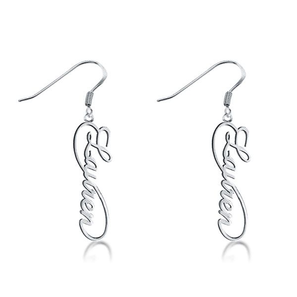 Silver discount name earrings