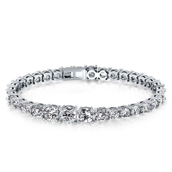 Classic Tennis Bracelet,Italo Halo Oval Created White Sapphire Bracelet