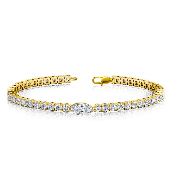 Golden Tennis Bracelet,Round Cut Golden Tennis Bracelet