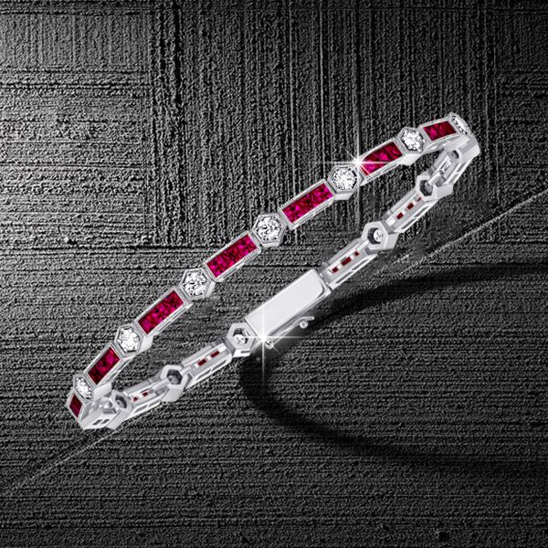 Ruby Tennis Bracelet For Women