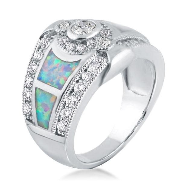 Silver Opal Engagement Rings