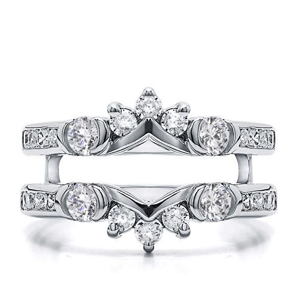 White Sapphire Ring Guard Band Italo Vintage Created White Sapphire Ring Guard Band