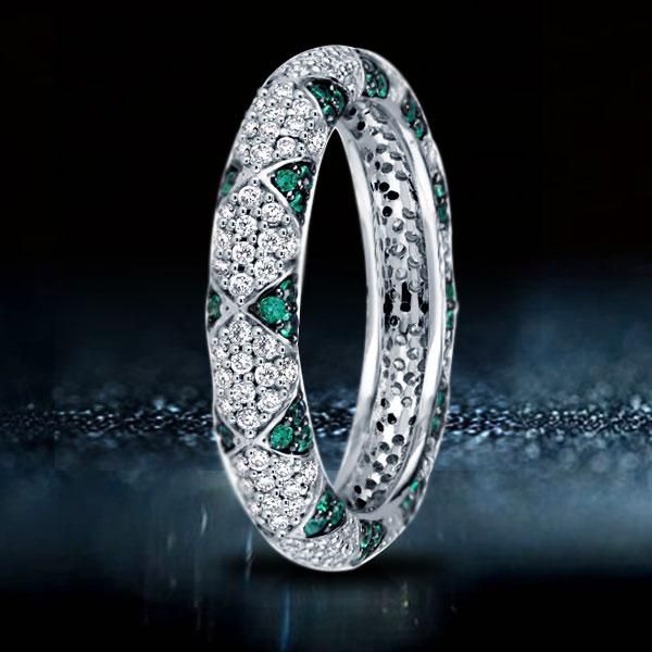 Green sapphire wedding band discount
