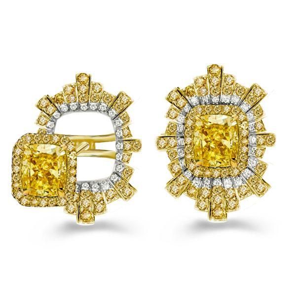 Halo Radiant Cut Yellow Sapphire Jacket Earrings