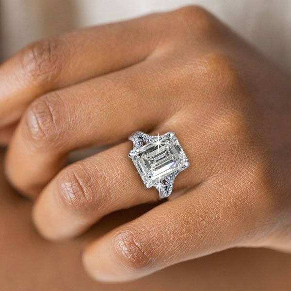 Split Shank Emerald Ring Split Shank Emerald Cut Engagement Ring