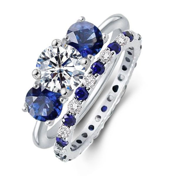 Blue Engagement Ring Sets
