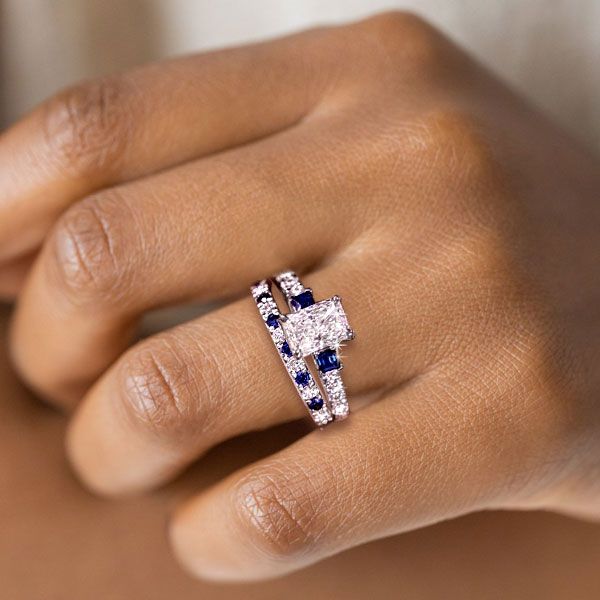 Three Stone Radiant Bridal Set