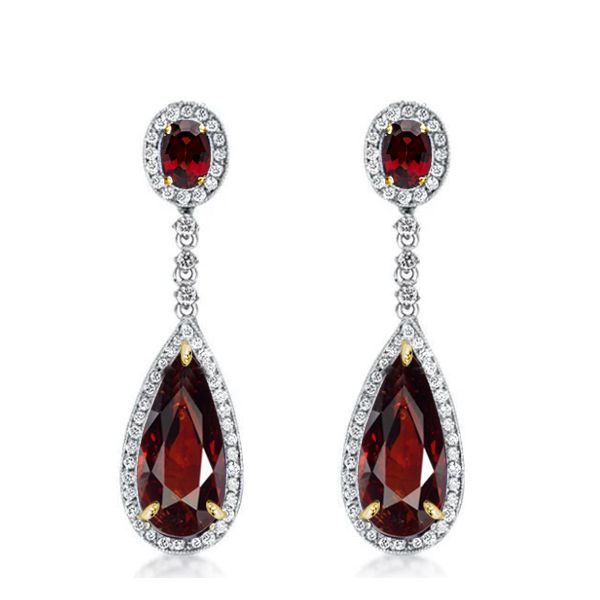 Pear Cut Garnet Drop Earrings | Italo Jewelry