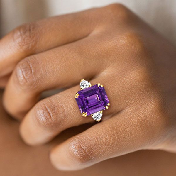 amethyst engagement ring on hand