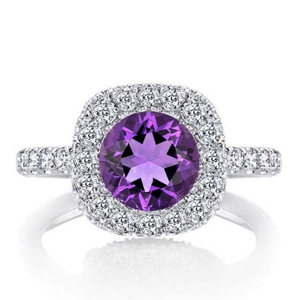 round engagement ring with halo