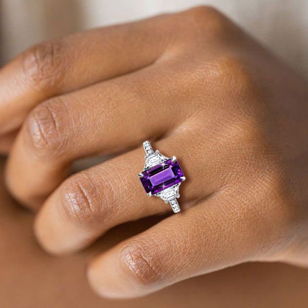 Vintage Emerald Cut Amethyst Ring