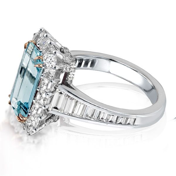 Emerald Cut Aquamarine Engagement Ring