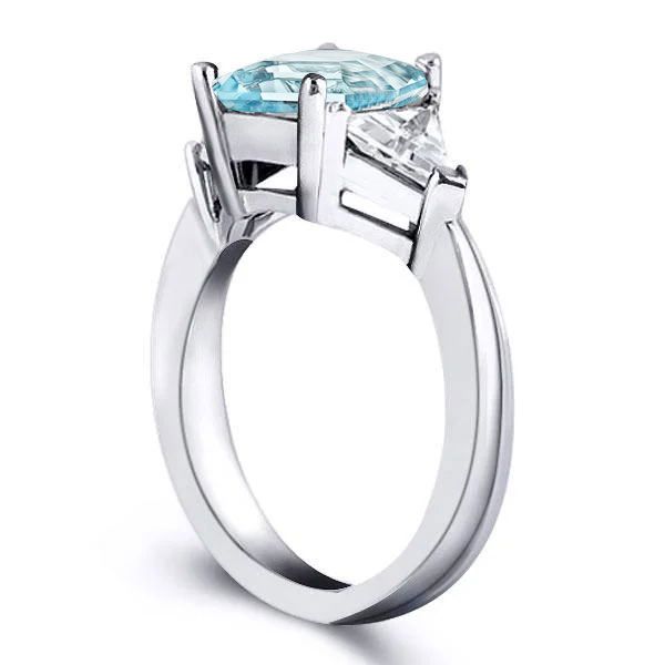 Emerald Cut Aquamarine Engagement Ring