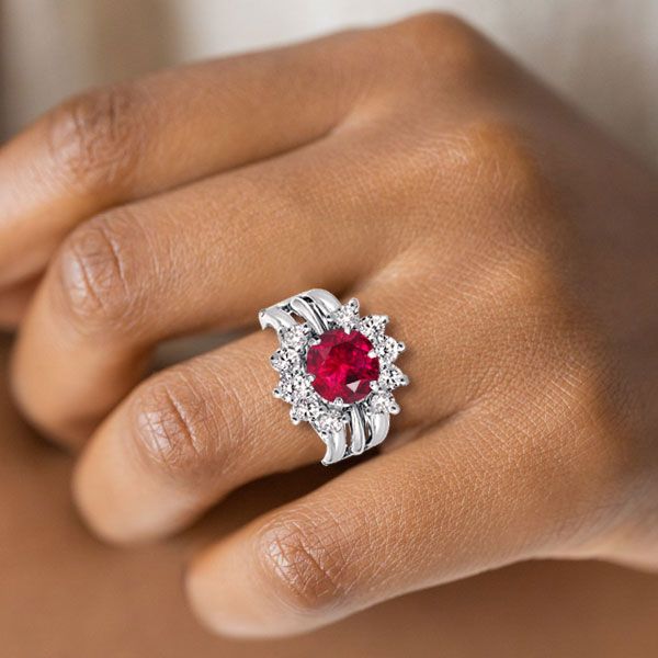 Ruby Wedding Ring Set