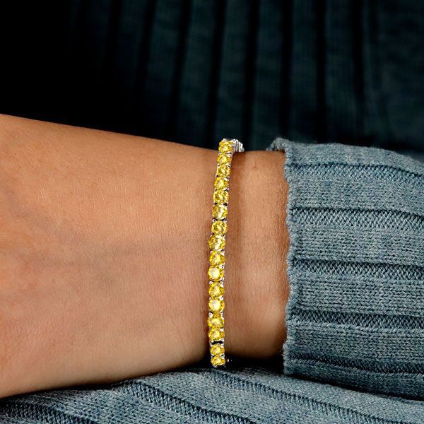 Solid Gold Yellow Sapphire Bracelet, Solid Gold Diamond Bracelet, Unique Yellow  Sapphire Bracelet, Valentines Day Gift, Valentines Day Sale - Etsy