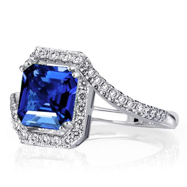 Princess Cut Blue Sapphire Engagement Ring