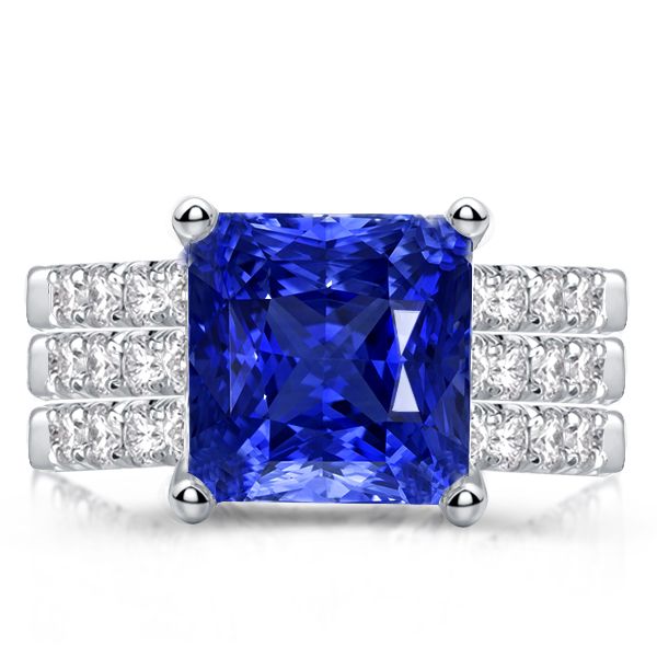 Princess Cut Blue Sapphire Engagement Ring