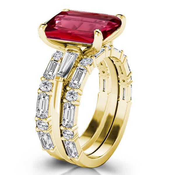 Ruby Wedding Ring Set