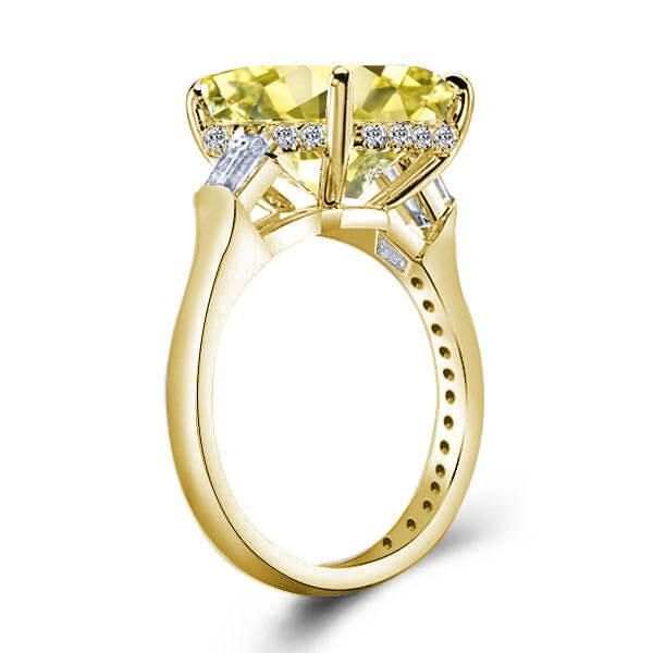 Fine Quality Cushion Cut Yellow Sapphire and Diamond Halo Ring in 14k White  Gold. (GR-5618)