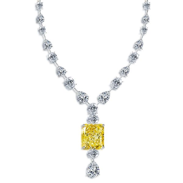 Buy ARZONAI Yellow topaz necklace heart-shaped clavicle chain pink diamond  tennis chain Stainless Steel Necklace Online at Best Prices in India -  JioMart.