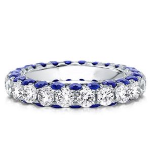 White And Blue Sapphire Wedding Band