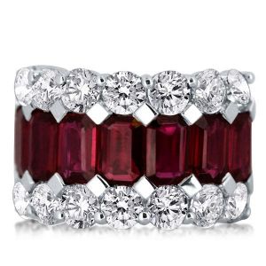 Emerald And Round Cut Wedding Band