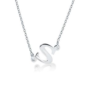 Sideways Initial Necklace Silver