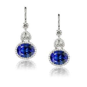 Blue Oval Earrings