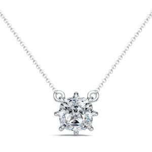 Italo 8 Prong Single Stone Cushion Cut Pendant Necklace For Women