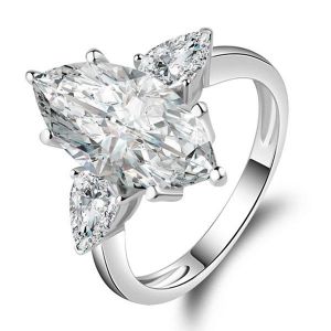 Three Stone Marquise Engagement Ring