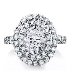 Italo Double Halo Created White Sapphire Engagement Ring