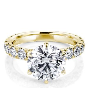 Golden Round Engagement Ring
