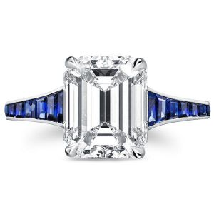 Blue Emerald Engagement Rings