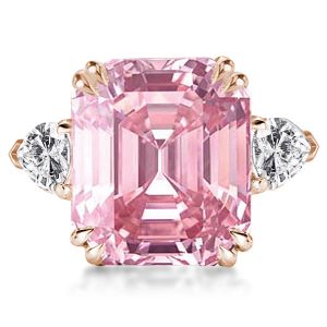 Italo Rose Gold Emerald Cut Engagement Ring Pink Sapphire Ring