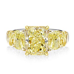 Five Stone Yellow Topaz Radiant Cut Engagement Ring