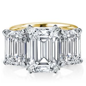 Italo Emerald Cut Engagement Ring Three Stone Ring Affordable