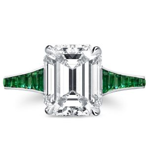 Emerald Cut Channel Tapering Engagement Ring