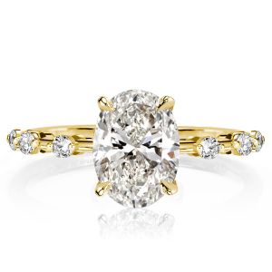 Golden Oval Cut White Sapphire Engagement Ring For Women