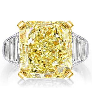 Two Tone Radiant Cut Yellow Sapphire Engagement Ring