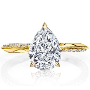 Italo Golden Pear Cut White Sapphire Engagement Ring