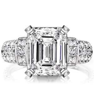 Italo Emerald Cut White Sapphire Engagement Ring For Women