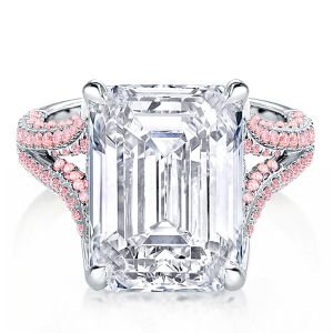 Italo Split Shank Radiant Cut White Sapphire Engagement Ring
