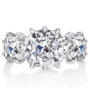 Three Stone Cushion Cut Engagement Ring Promise Ring