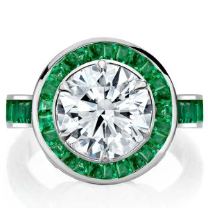 Halo Round Cut Emerald Engagement Ring Promise Ring