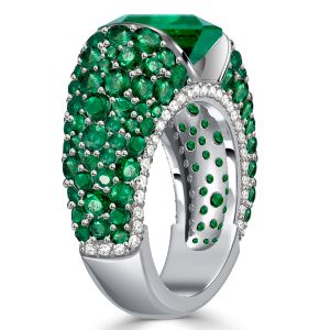 Italo Unique Cushion Emerald Ring Emerald Chunky Ring