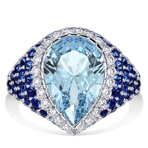 Italo Aquamarine Ring Pear Cut Engagement Ring For Women