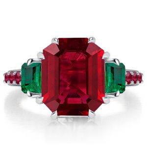 Italo Unique 3 Stone Ruby Engagement Ring Promise Ring