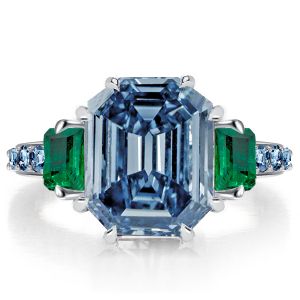 Italo Unique 3 Stone Blue Topaz Engagement Ring Promise Ring