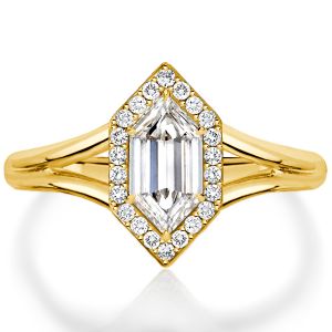Split Shank Hexagon Ring Halo Engagement Ring For Women